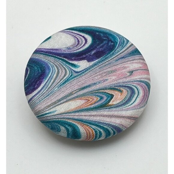 Abstract Swirl Fabric Scarf Clip Blue Purple Round Flowing Space - Picture 5 of 6